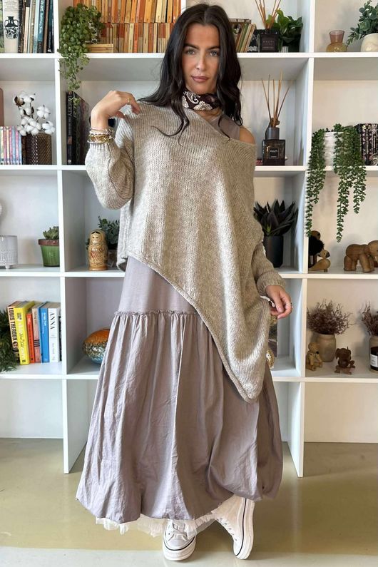 Paloma Pouf Layering Dress Mocha